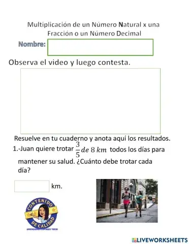 Multiplicación de fracción o decimal x un número natural