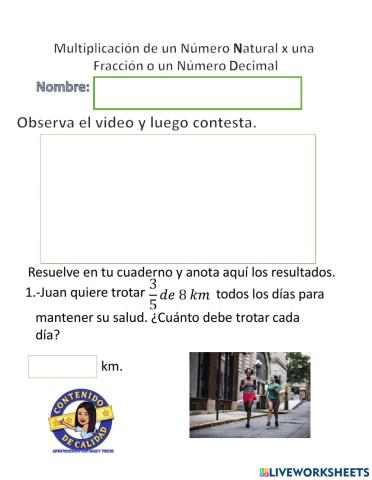 Multiplicación de fracción o decimal x un número natural