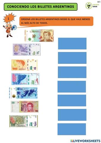 Ordenando billetes argentinos