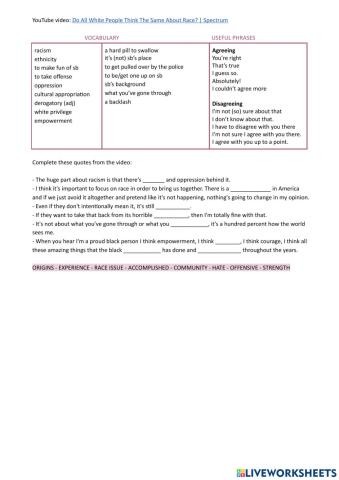 Race -listening, agreeing, disagreeing