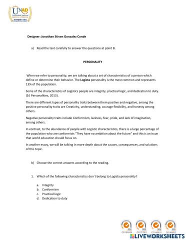 Personality and Feelings