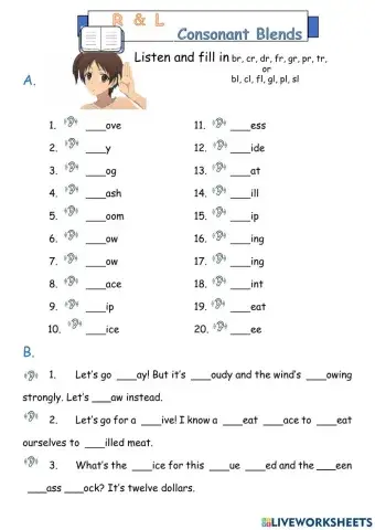 R - L Consonant Blends