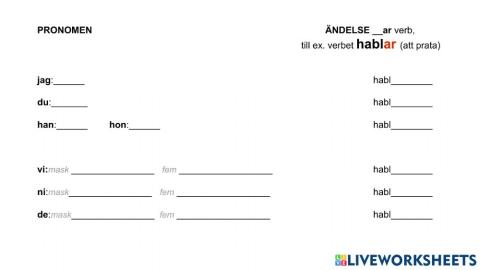 Pronomen ar ändelse