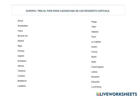 EUROPA: Capitals-Països