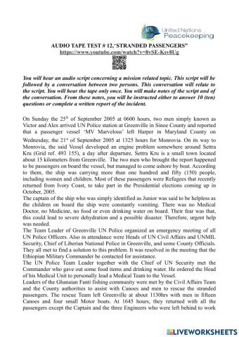 Audio tape test - 12,“stranded passengers”