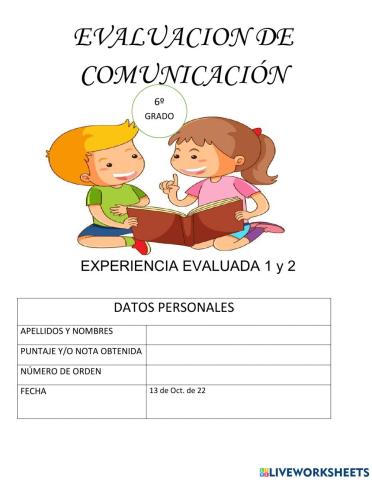 Evaluación de comprensión lectora