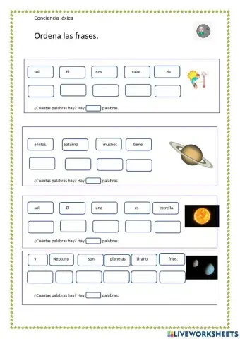 conciencia léxica. ordenar palabras. contar palabras-2