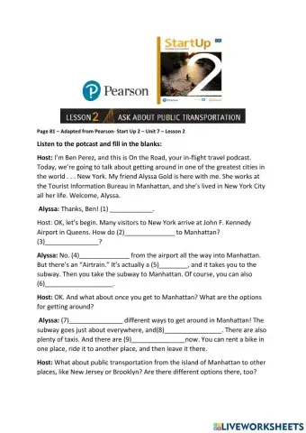 Public Transportation Listening Activity