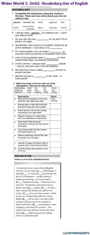 Wider World 2.Unit 2.Vocabulary.Use of English