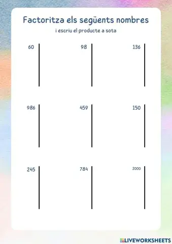 Descompon en factors primers