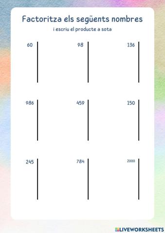 Descompon en factors primers