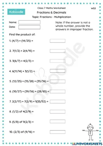 Fractions & Decimals (Fractions - Multiplication)