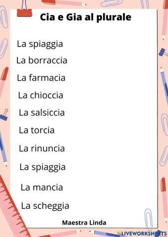 Cia e gia al plurale
