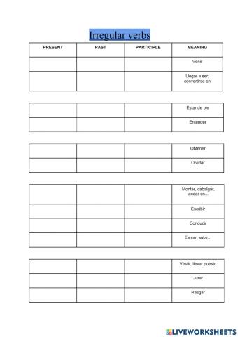 Irregular verbs