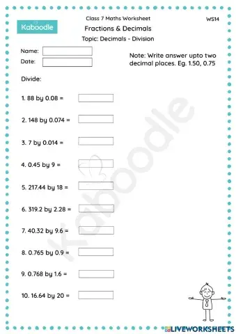 Fractions & Decimals (Decimals - Division)