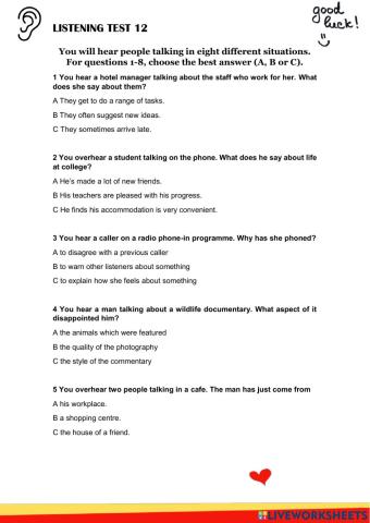 Listening test 12