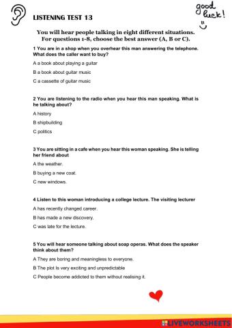 Listening test 13