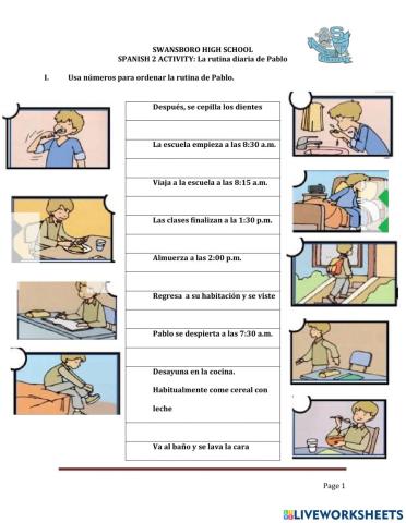La rutina diaria de Pablo