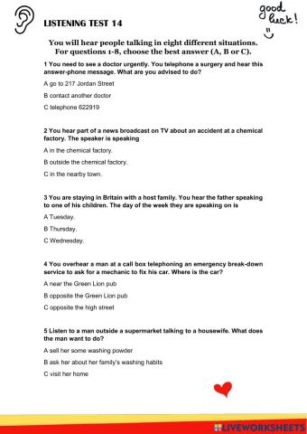 Listening test 14