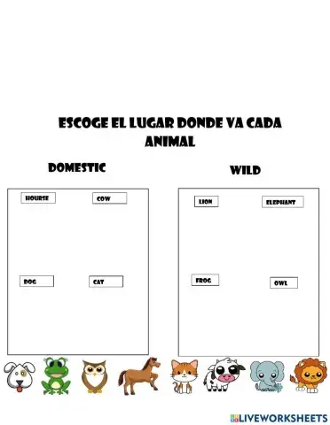 Fichas de animales en ingles