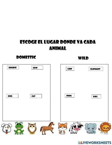 Fichas de animales en ingles