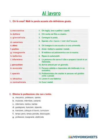 Il lavoro ed il futuro semplice A2