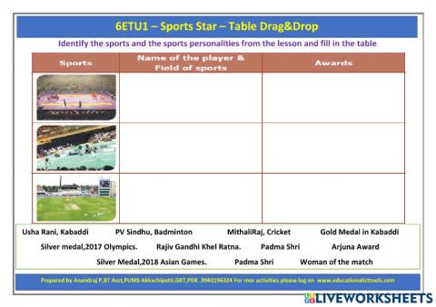 Sports Star-Table
