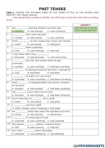 Past tenses review