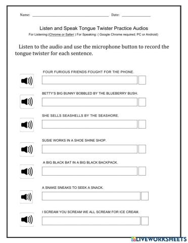 Tongue Twister Practice