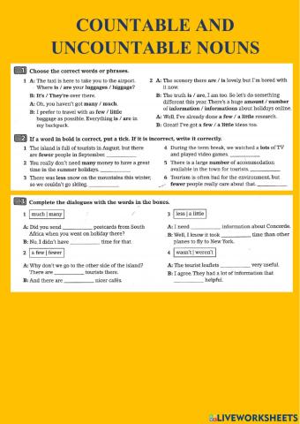 Countable and uncountable nouns
