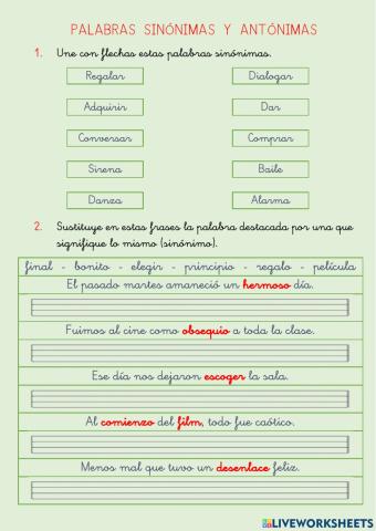 Sinónimos y antónimos