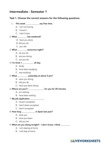 Intermediate - Semester 1