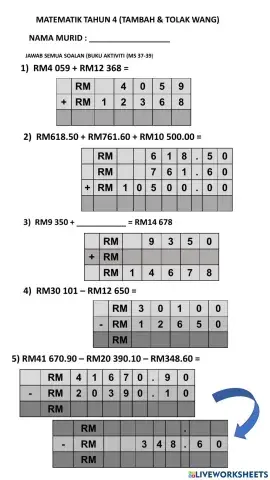 Tambah & tolak wang thn 4