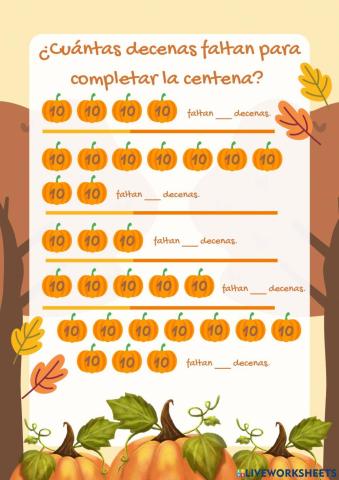 ¿Cuántas decenas faltan para la centena?