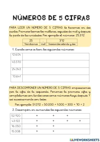 Numéros de 5 cifras