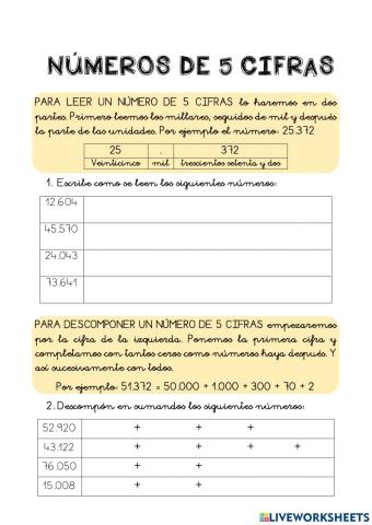 Numéros de 5 cifras