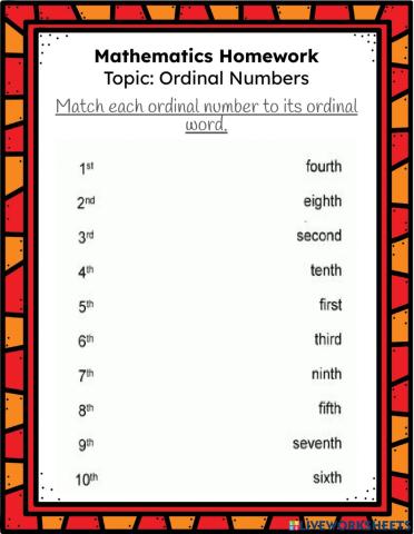 Ordinal Numbers 1-10