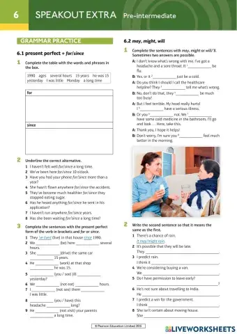 Present perfect for- since