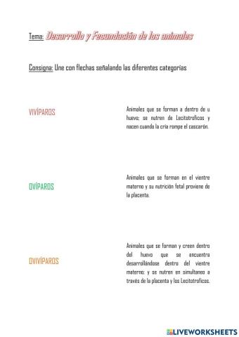 Desarrollo y fecundación de los animales