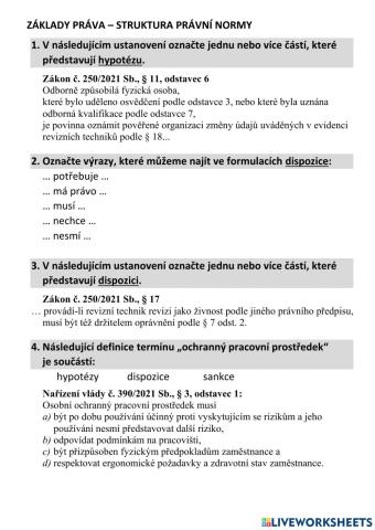STRUKTURA PRÁVNÍ NORMY