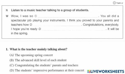 Listening Unit 1 Dictation 1