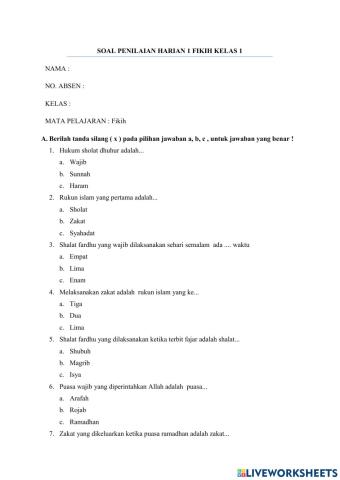 Latihan penilaian harian 1 fikih