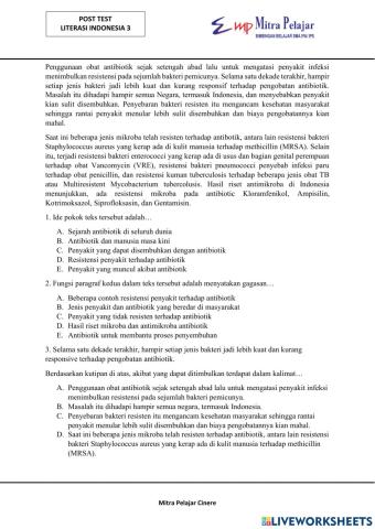 Post Test Literasi Indonesia