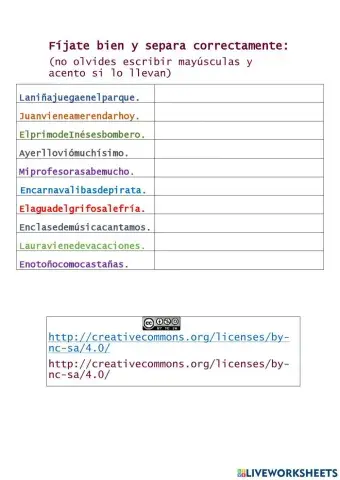 Separación correcta de oraciones