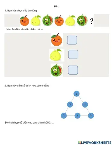 Bài Vioedu đề 1,2,3 lớp 1