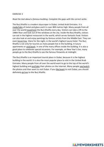 IE0, Unit 4, Reading and Writing, Exercise 3