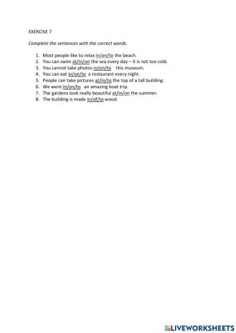 IE0, Unit 4, Reading and Writing, Exercise 7