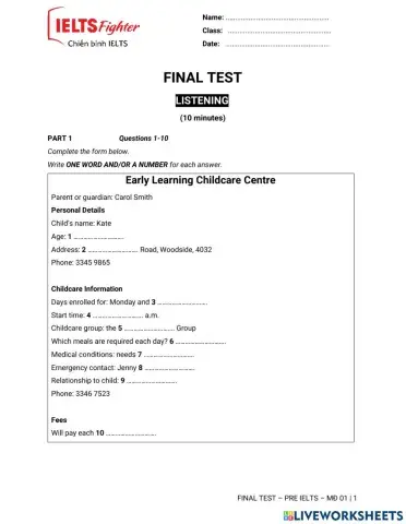 Final test - pre ielts