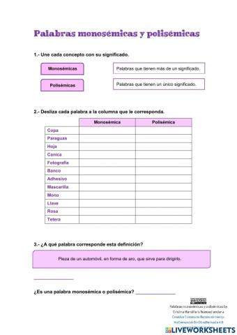 Palabras monosémicas y polisémicas