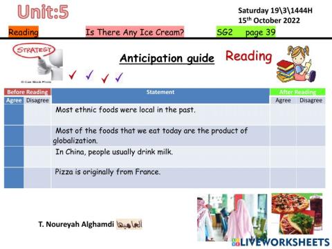 SG2 U5 Reading p39 Globalization of foods antci